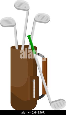 Golfing bag, illustration, vector on a white background. Stock Vector