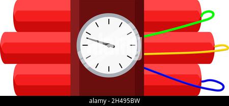 Ticking bomb, illustration, vector on a white background. Stock Vector