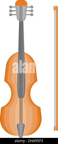 Violin instrument, illustration, vector on a white background. Stock Vector