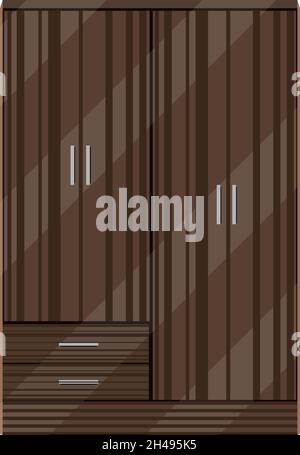 Brown wardrobe, illustration, vector on a white background. Stock Vector