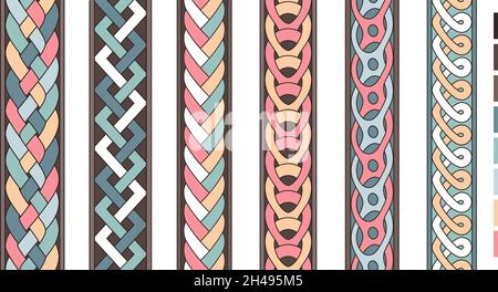 Seamless hair braid, twist plait and its outline isolated on white. Vector  template brush twist plait for hair styles and patterns. Colored and line d  Stock Vector Image & Art - Alamy