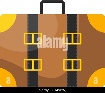 Yellow suitcase, illustration, vector on a white background. Stock Vector