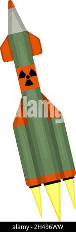 Green missile, illustration, vector on a white background. Stock Vector