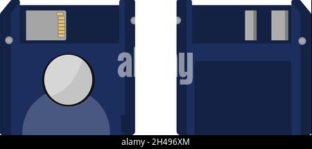 Blue floppy disk, illustration, vector on a white background. Stock Vector