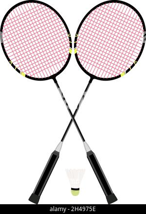 Badminton rackets, illustration, vector on a white background. Stock Vector
