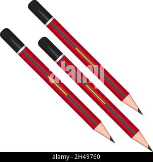 Three pencils, illustration, vector on a white background. Stock Vector