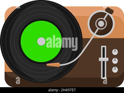 Old record player, illustration, vector on a white background. Stock Vector