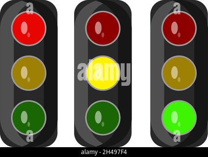 Traffic lights, illustration, vector on a white background. Stock Vector