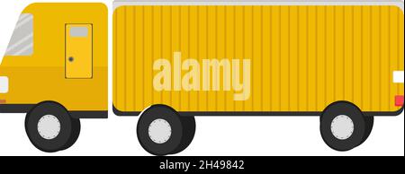 Yellow truck, illustration, vector on a white background. Stock Vector