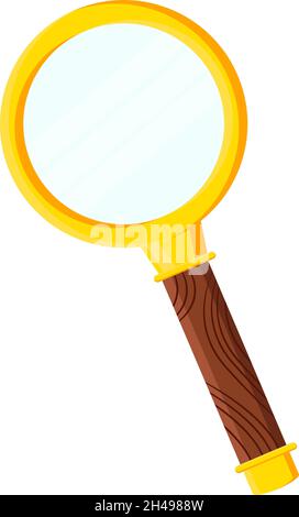 Golden magnifier, illustration, vector on a white background. Stock Vector