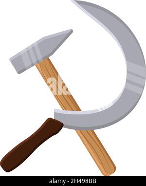 Sickle and hammer, illustration, vector on a white background. Stock Vector