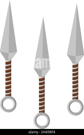 Sharp ninja weapons, illustration, vector on a white background. Stock Vector