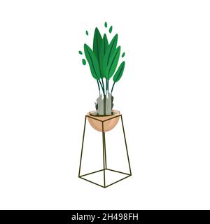 Houseplant in a pot. Vector illustration in flat style Stock Vector