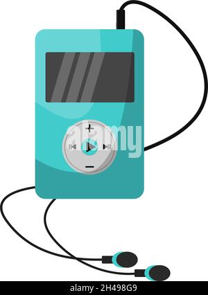 Blue MP3 player, illustration, vector on white background Stock Vector ...