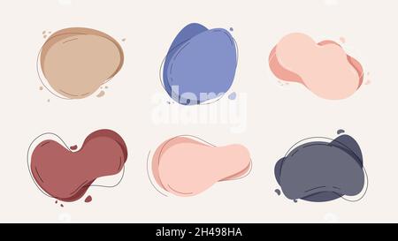 Liquid basic shapes. Labels stickers template, decorative pastel colors modern design elements. Creative banners for decorations vector set Stock Vector