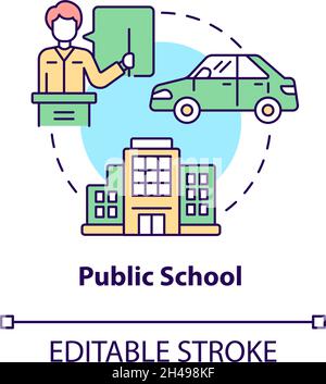 Public school concept icon. Driving education for teens abstract idea thin line illustration. Car operating course for high school pupils. Vector isol Stock Vector