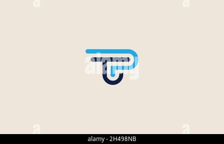 LETTERS PT LOGO DESIGN WITH NEGATIVE SPACE EFFECT FOR ILLUSTRATION USE Stock Vector