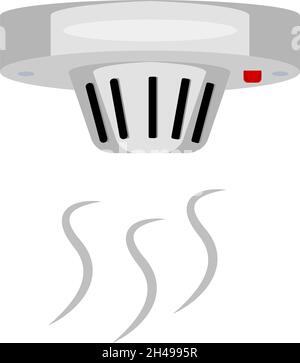 Grey smoke alarm, illustration, vector on a white background. Stock Vector