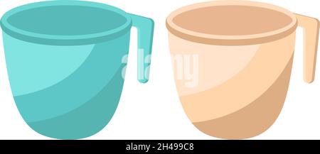 Two bath mugs, illustration, vector on a white background. Stock Vector