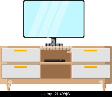 TV cabinet, illustration, vector on a white background. Stock Vector