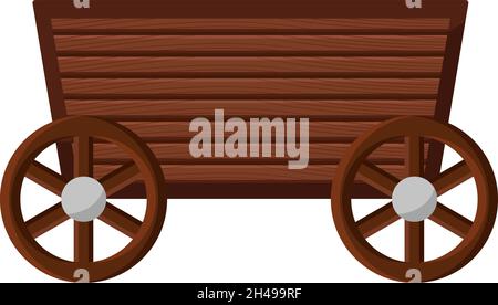 Wooden cart, illustration, vector on a white background. Stock Vector