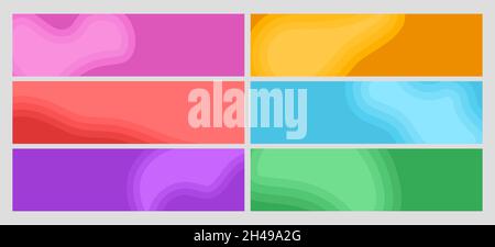 Wave banners kit. Abstract waves background templates. Diverse horizontal colorful flyers for web design. Business presentation backdrops vector Stock Vector