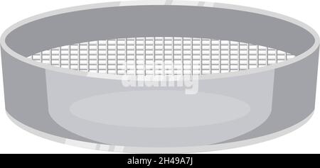 Silver sieve, illustration, vector on a white background. Stock Vector