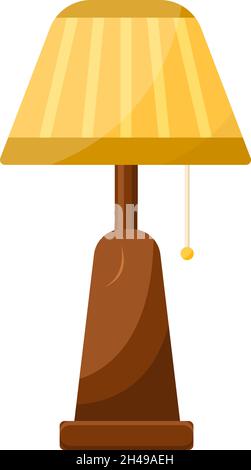 Yellow wooden table lamp, illustration, vector on a white background. Stock Vector