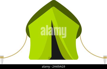 Neon green tent, illustration, vector on a white background. Stock Vector