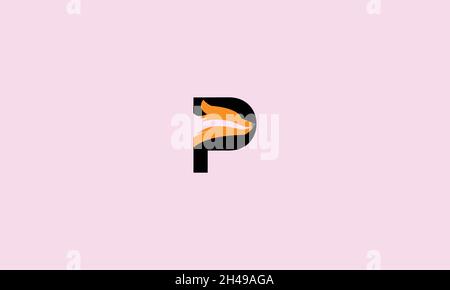LETTER P LOGO WITH FOX ICON FOR ILLUSTRATION USE Stock Vector