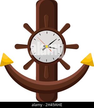 Interesting wall clock, illustration, vector on a white background. Stock Vector
