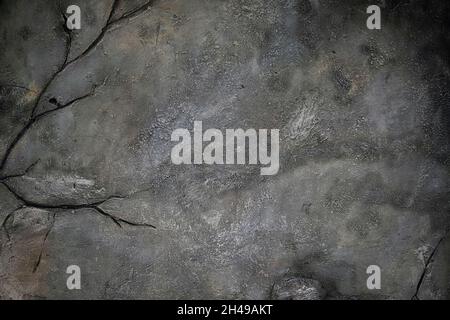 Grunge cement wall texture. Gray wall with cracks background. Scary gray background for Halloween. Abstract grunge stucco texture. Cracked surface of Stock Photo