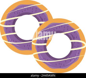 Donuts with purple glaze, illustration, vector on a white background. Stock Vector