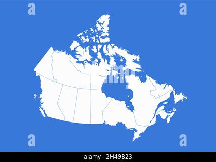 Canada map, administrative divisions, blue background, blank Stock Photo