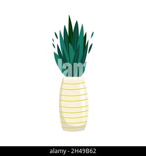 Sansevieria houseplant in a pot. Vector illustration in flat style Stock Vector