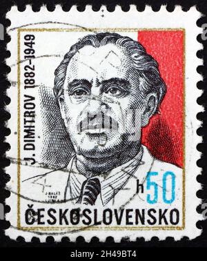 CZECHOSLOVAKIA - CIRCA 1982: a stamp printed in Czechoslovakia shows Georgi Dimitrov (1882-1949), was a Bulgarian communist politician, and the first Stock Photo