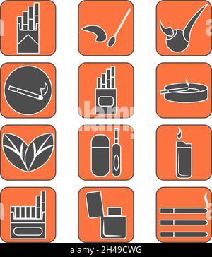 Smoking cigarettes, illustration, vector, on a white background. Stock Vector
