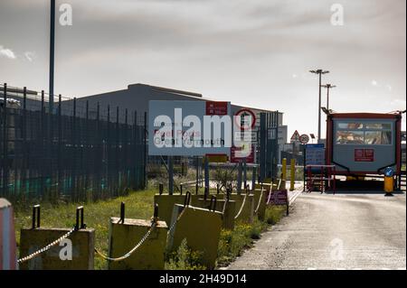 Entrance to Great Yarmouth Peel Port roadway Stock Photo