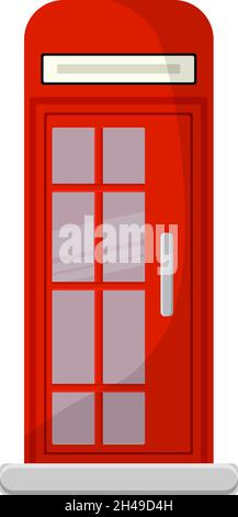 Red telephone booth, illustration, vector on a white background. Stock Vector