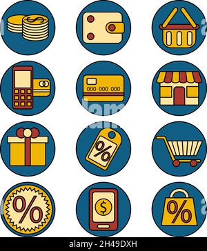 Shopping spree, illustration, vector, on a white background. Stock Vector