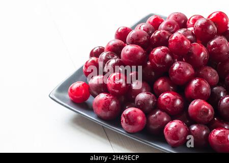 fresh cherry fruits on plate Stock Photo
