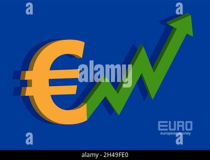 Euro and chart, price increase, bullran icon, background money vector Stock Vector