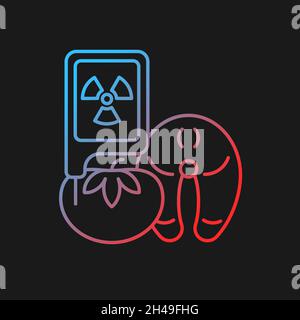 Radiation in food testing gradient vector icon for dark theme Stock Vector