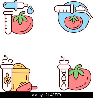 Artificial food additives RGB color icons set Stock Vector