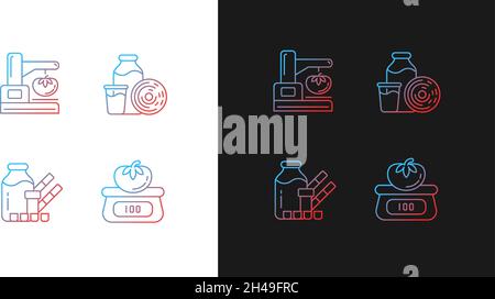 Food physical property test gradient icons set for dark and light mode Stock Vector