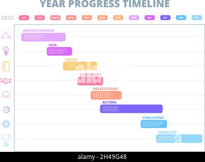Vector horizontal process progress template diagram schema with five ...