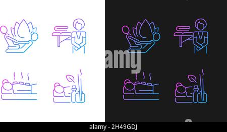 Beauty procedures gradient icons set for dark and light mode Stock Vector