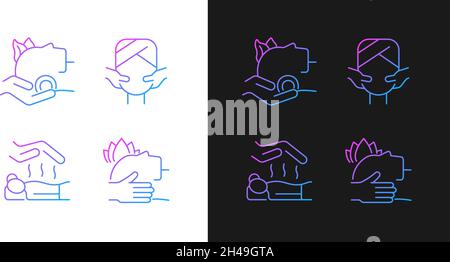 Facial and body treatments gradient icons set for dark and light mode Stock Vector
