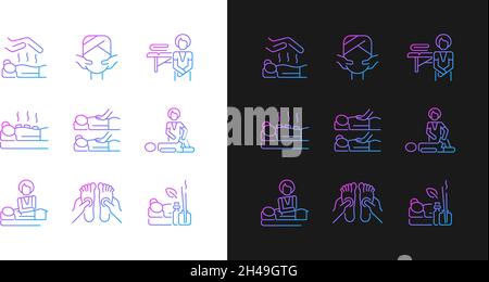 Spa treatments gradient icons set for dark and light mode Stock Vector