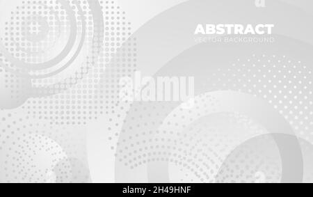 Modern halftone circle background. Grey radial texture, molding circles. Overlay dotted rounds, abstract artistic graphics, recent vector banner Stock Vector